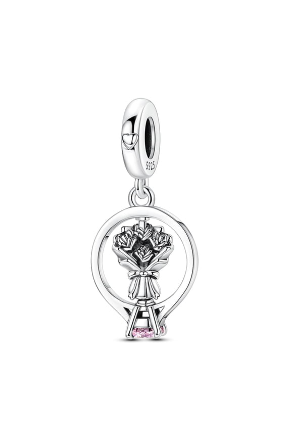 Diamond Ring Bouquet Charm, Compatible with Most Bracelet, Charm for Bracelet