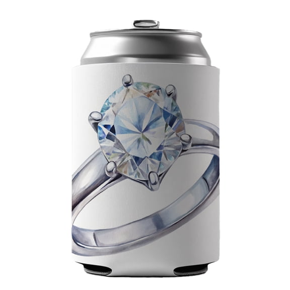 Diamond Ring Engagement Engaged Wedding Proposal Drink Beer Soda Insulated Sleeve Holder Can Cooler Hugger