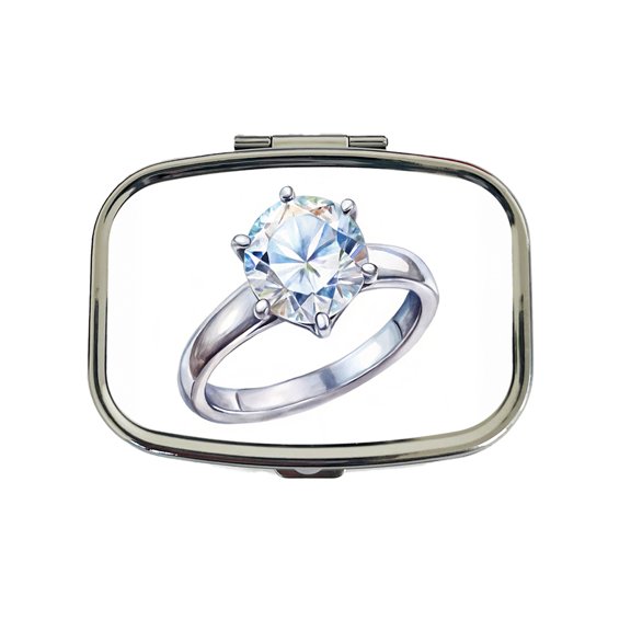 Diamond Ring Engagement Engaged Wedding Proposal Small Travel Handbag Pill Box Case