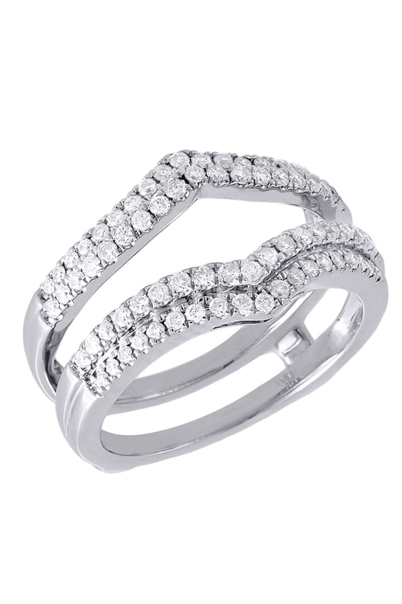 Diamond Ring Enhancer 14K White Gold Ladies Solitaire Engagement Wrap 0.51 Tcw.