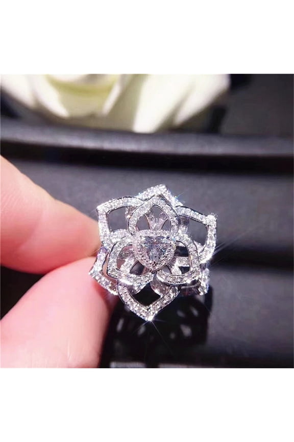 Diamond Ring Flower Jewelry Gemstone topaz for Women 925 Engagement Gemstone Ring
