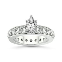 1 Carat IGI Certified Pear Shape Lab Grown Diamond Engagement Ring | 14K White Gold | Madeline Full Eternity Diamond Ring | FG-VS1-VS2 Quality Friendly Diamonds