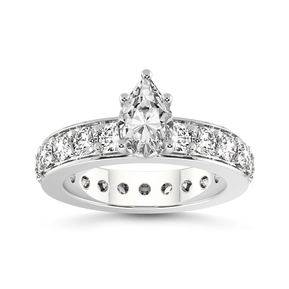 1 Carat IGI Certified Pear Shape Lab Grown Diamond Engagement Ring | 14K White Gold | Madeline Full Eternity Diamond Ring | FG-VS1-VS2 Quality Friendly Diamonds