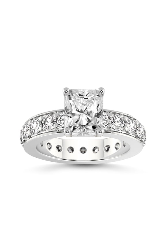 Diamond Ring Gift For Mom 2 Carat IGI Certified Radiant Shape Lab Grown Diamond Engagement Ring | 14K White Gold | Madeline Full Eternity Diamond Ring | FG-VS1-VS2 Quality Friendly Diamonds