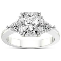 Diamond Ring Gift For Mom 4 Carat IGI Certified Radiant Shape Lab Grown Diamond Engagement Ring | 14K White Gold |Caroline Three Stone Side Trillion Diamond Ring | FG-VS1-VS2 Quality Friendly Diamonds