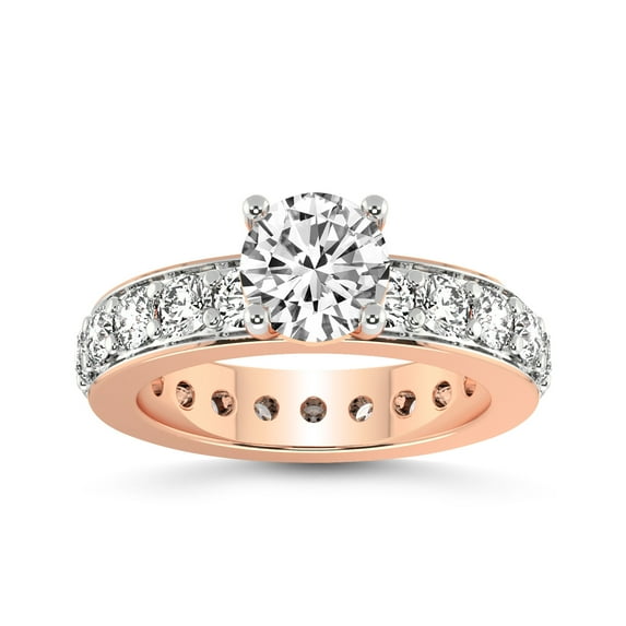 Diamond Ring Gift For Mom 4 Carat IGI Certified Round Shape Lab Grown Diamond Engagement Ring | 14K Rose Gold |Madeline Full Eternity Diamond Ring | FG-VS1-VS2 Quality Friendly Diamonds