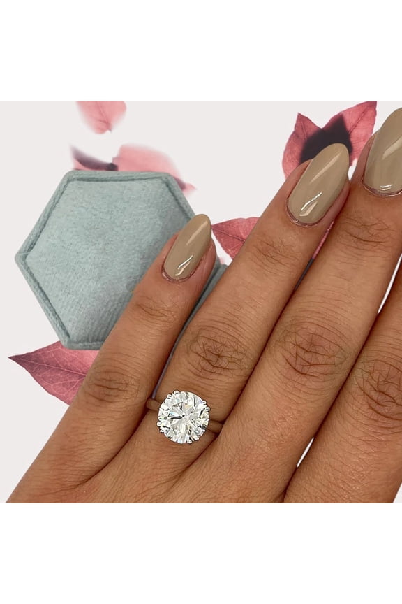 Diamond Ring IGI Certified Lab Created 3 Carat Round Cut 18k White Gold E F VVS