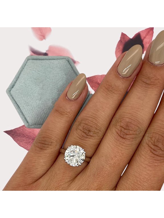 Diamond Ring IGI Certified Lab Created 3 Carat Round Cut 18k White Gold E F VVS