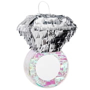 Juvale Diamond Ring Pinata - Interactive Bridal Shower Games - Bachelorette Party Decor & Accessories - Durable Metallic Finish for Engagement Party Decor - 7.2 x 7.1 x 11 in, Silver & Pink