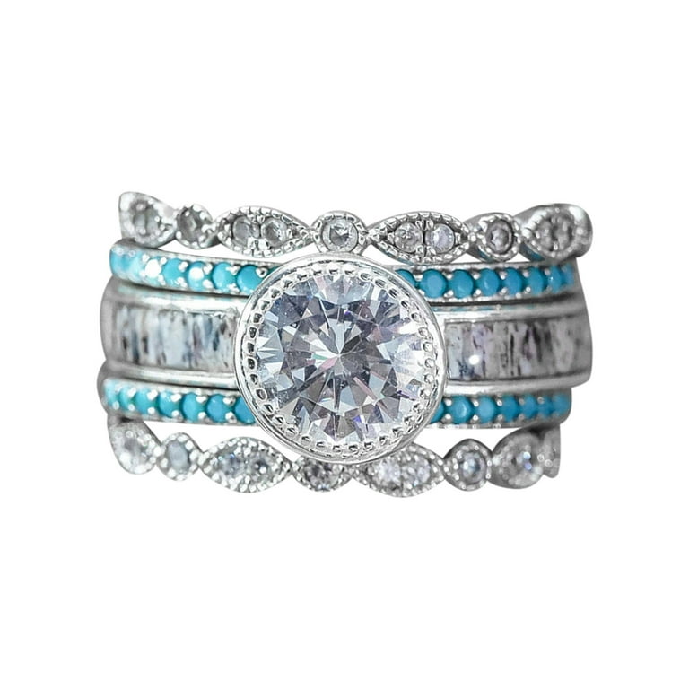 Diamond Ring Set For Women Fashion Jewelry Popular Accessories Minimalist Ring Set Thick Band Ring Thick Band Rings for Women Teenage Girls Jewelry