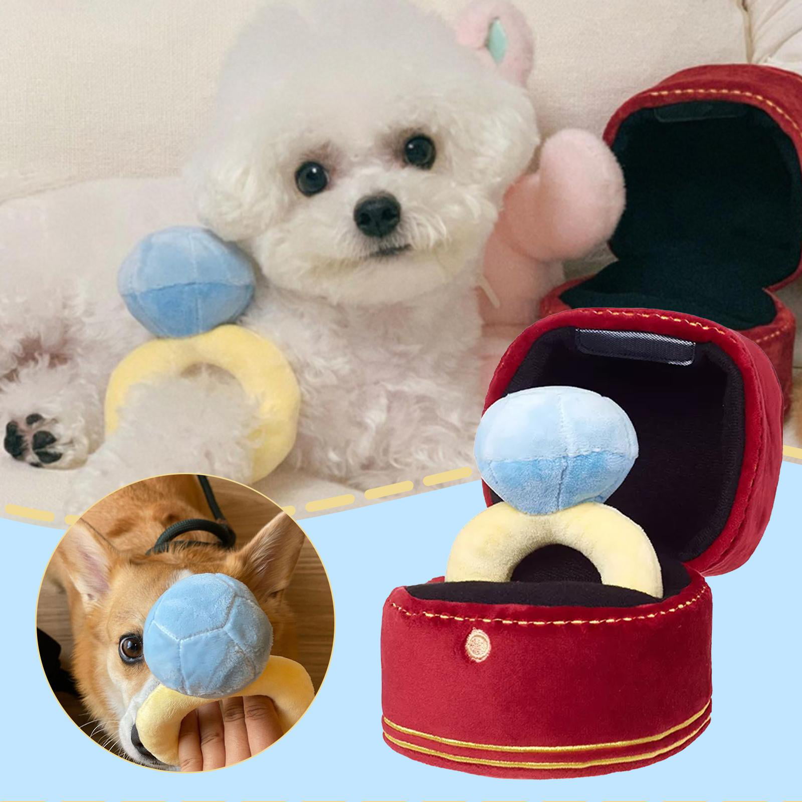 Diamond Ring Set Interactive Dog Toys, Unique Hide and Seek Dog Toys, BB  Call Squeaky Puzzle Dog Toys, Durable Plush Chew Toys for Small Medium  Large