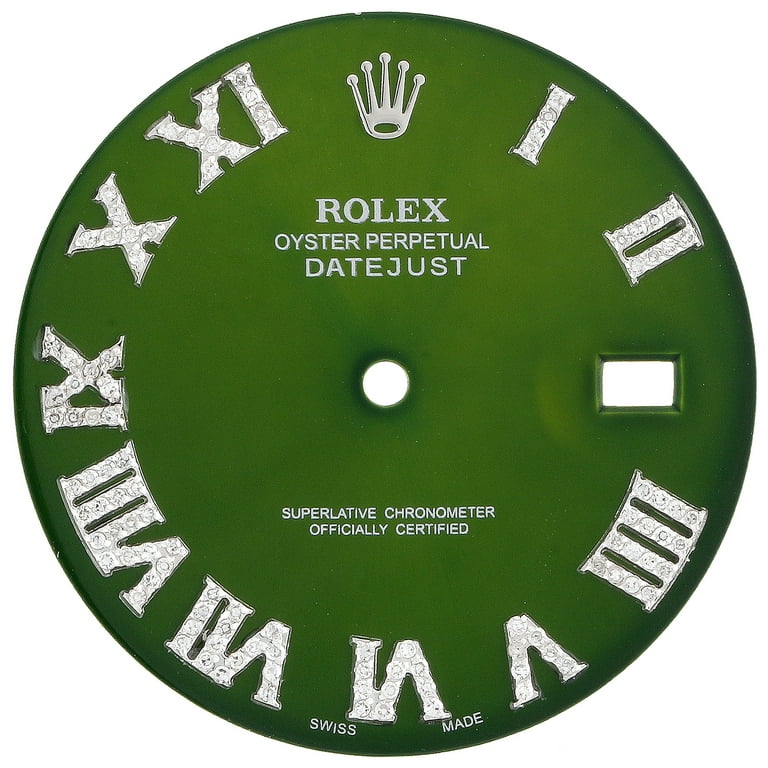 Diamond Roman Numeral Green Dial to Fit Datejust II Rolex 41mm Models 1 2 CT