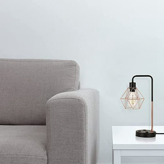 Diamond Rose Gold Usb Desk Lamp with Dual Usb Charging Ports