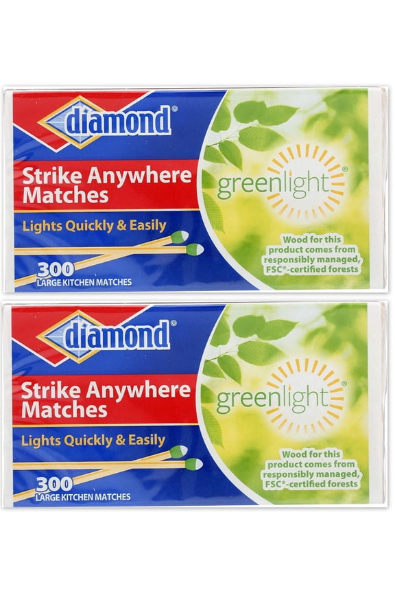 Royal Oak, Matches Greenlight Strike Anywhere 300 per Box - Pack of 2 Boxes - Total 600 matches