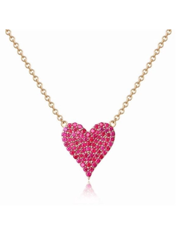 Diamond Ruby Charm 14K Yellow Gold Pendant Necklace