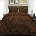thumbnail image 1 of Diamond Ruffle Duvet Cover 3 Piece Set with Zipper, 400 Thread Count & 100% Egyptian Cotton, Luxury Design and Quilts Protector with Pillowcases - Chocolate Solid, Oversized Size., 1 of 5