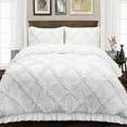 thumbnail image 1 of Diamond Ruffle Duvet Cover 3 Piece Set with Zipper, 400 Thread Count & 100% Egyptian Cotton, Luxury Design and Quilts Protector with Pillowcases - White Solid, Cal King Size., 1 of 5