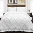 thumbnail image 1 of BEDDING BEGS Diamond Ruffle Duvet Cover 3 PC Set with Zipper, 400 TC & 100% Egyptian Cotton-White Solid, Eastern King Size., 1 of 5