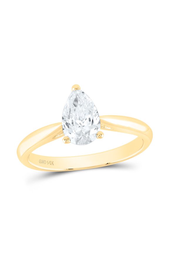 Diamond SI IJ Pear Solitaire Ring 1cttw