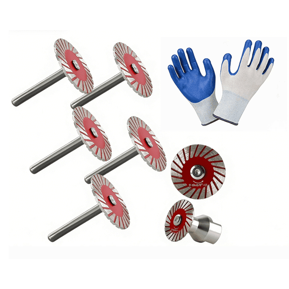 Diamond Saw Blades Set 1.57 Inch (40mm) - 5-Piece Mini Turbo Cutting Wheels for Rotary Tool, Stone Engraving Blades for Marble, Granite, Ceramic, Glass - Accessories