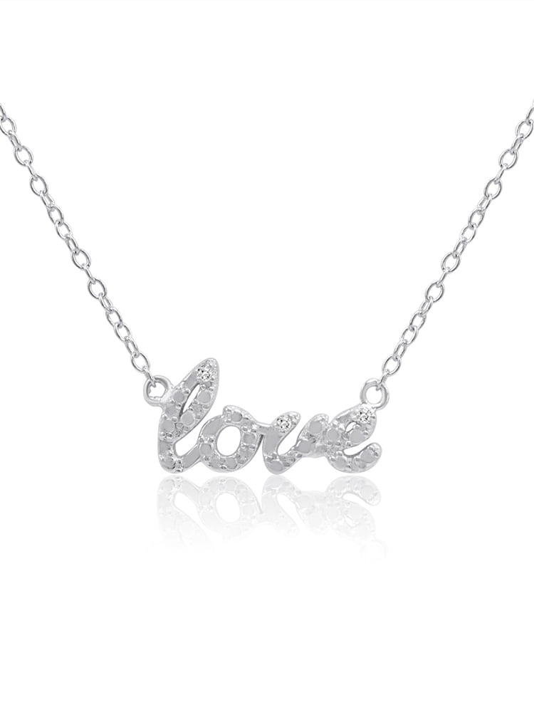 Diamond Script Love Necklace for Women crafted in Sterling Silver
