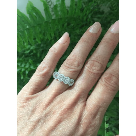 Diamond Sea 2.5Ct Round Lab Created Diamond Halo Wedding Band Ring | 14K White Gold Plated | Elegant Statement Jewelry