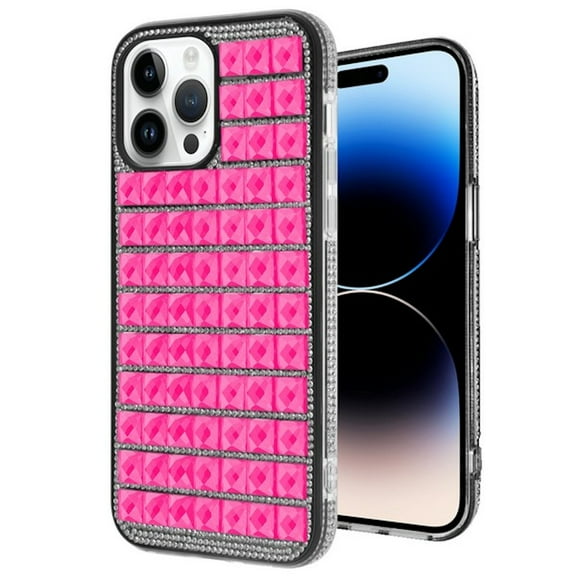 Diamond Series Crystal Rhinestones Case for iPhone 14 Pro - Pink
