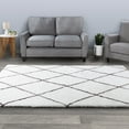 thumbnail image 1 of Diamond Shag Area Rug- Plush Ivory & Gray Pattern Carpet by Somerset Home (8’x10’), 1 of 6