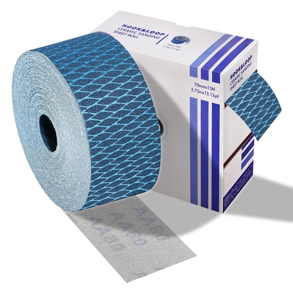 Diamond Shape 80 Grit Sandpaper Roll, 2-3/4" x 13 Yard, Hook and Loop Continuous Roll, Ideal for Automotive Wood & Metal Sanding