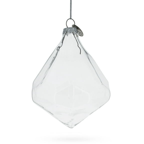 Diamond Shape Clear Glass Christmas Ornament 3.6 Inches