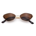 thumbnail image 1 of Diamond Shape Hustler Fashion Trendy Small Lens Metal Rim Sunglasses Gold - Brown, 1 of 8