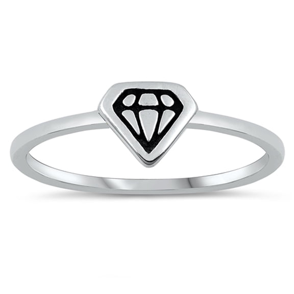 Diamond-Shape Symbol Rich Bling Wealth Ring .925 Sterling Silver Band Jewelry Female Male Size 6