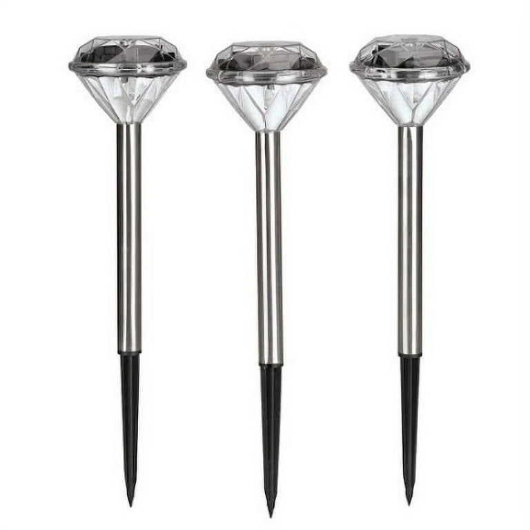 Diamond Shaped Color Changing Solar Garden Stakes Set of 3