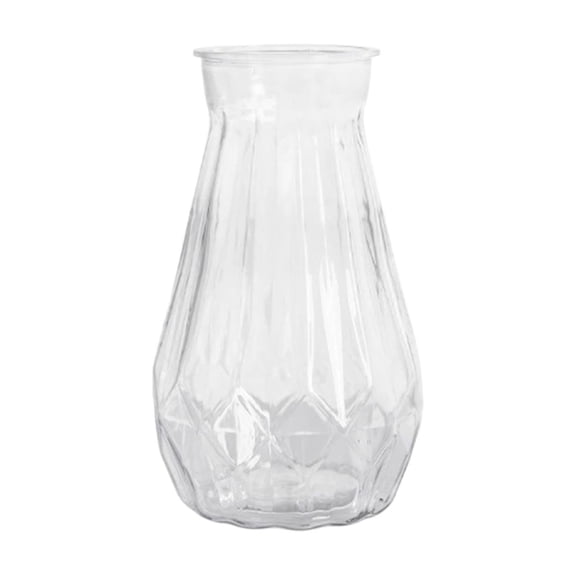 Diamond Shaped Hydroponic Vase, Transparent Plastic Planter, Desktop Green Plant Pot, Shatterproof Imitation Glass Flower Container for Pothos Moneywort Home Office Decor
