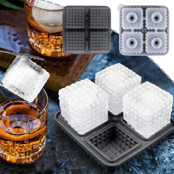Diamond Shaped Ice Cube Molds for Cocktails Whiskey Drinks Large Silicone Tray Durable Easy Release Stylish Kitchen Essential
