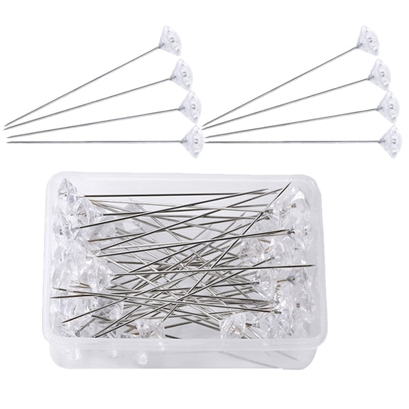 Diamond Shaped Pearl Needle DIY Jewelry Pin Embroidery Straight Rhinestone Decorative Pins Artificial Floral