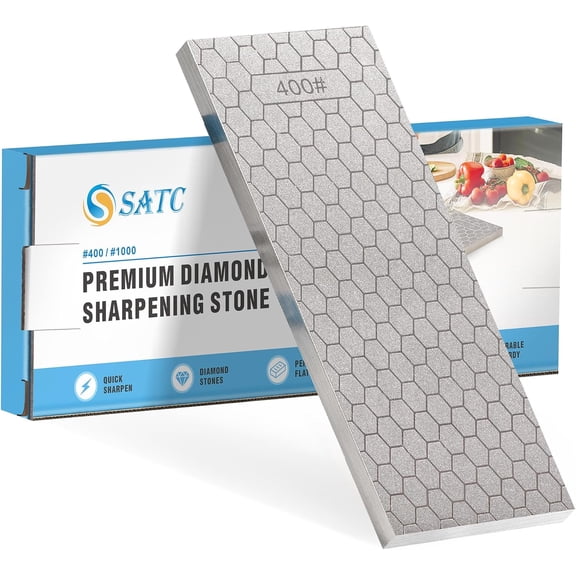 Diamond Sharpening Stone 2 Side Grit 400/1000 Diamond Plate Honing Stone 8-inch Hone Sharpener White