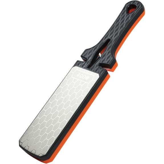 Diamond Sharpening Stone,400/1000 Grit Handheld Double-Sided Diamond Sharpener 5 in 1 Honeycomb Surface Knife Sharpener Plate Whetstone with Ceramic & Tungsten Steel Scissor Slot,Black