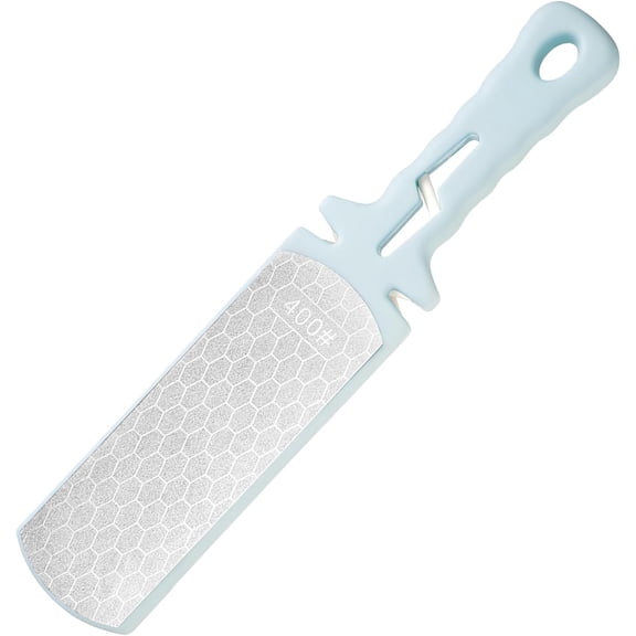 Diamond Sharpening Stone,400/1000 Grit Handheld Double-Sided Diamond Sharpener 5 in 1 Honeycomb Surface Knife Sharpener Plate Whetstone with Ceramic & Tungsten Steel Scissor Slot,Blue
