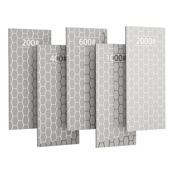 Diamond Sharpening Stone, 5 PCS Diamond Sharpening Plate with Honeycomb Surface for Scissors Knives Outdoor Tools From Coarse to Extra Fine 200/400/600/1000/2000 Grit