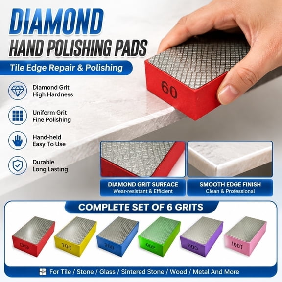 Diamond Sharpening Stone, Hand Grinding Pad, Stone Polishing Block, Granite Polishing Pad, Diamond Sanding Block, 3.7X2.2X1.2 Inch Hand-Held Abrasive Block for Tile Deburring,