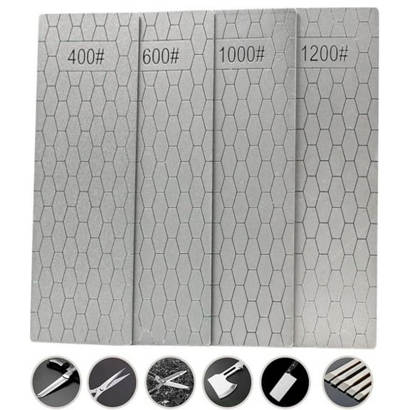 Diamond Sharpening Stone Set, 4 Pcs Diamond Lapping Plate Coarse/Medium/Fine Grit Sharpener, 400/600/1200/2500 GritPerfect Assistance Sharpener Angle Guide