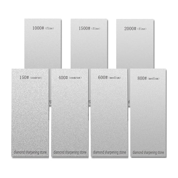 Diamond Sharpening Stone Set, Coarse/Medium/Fine Grit Sharpener, Honing Whetstone for Kitchen (150+400+600+800+1000+1500+2000)