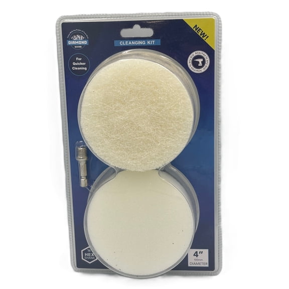 Diamond Shine 4 Cleaning Kit 5-Piece Power Drill Scouring & Sponge Pad Set with Quick-Change Hex Shank Heavy-Duty Scrubber Pads for Tile, Sinks, Countertops, Showers & Smooth Surfaces