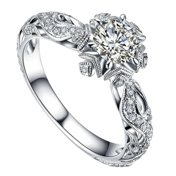 Diamond Shining Rings Exquisite Rhinestone Rings for Women Jewelry Personality Hollow Out Crystal Promise Ring Hands Rings Couples Bands