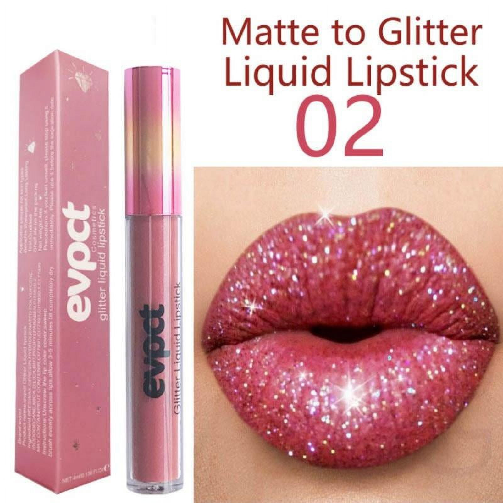 evpct 6Pcs Matte to Glitter Liquid Lipstick Long Lasting Lips Set Kit