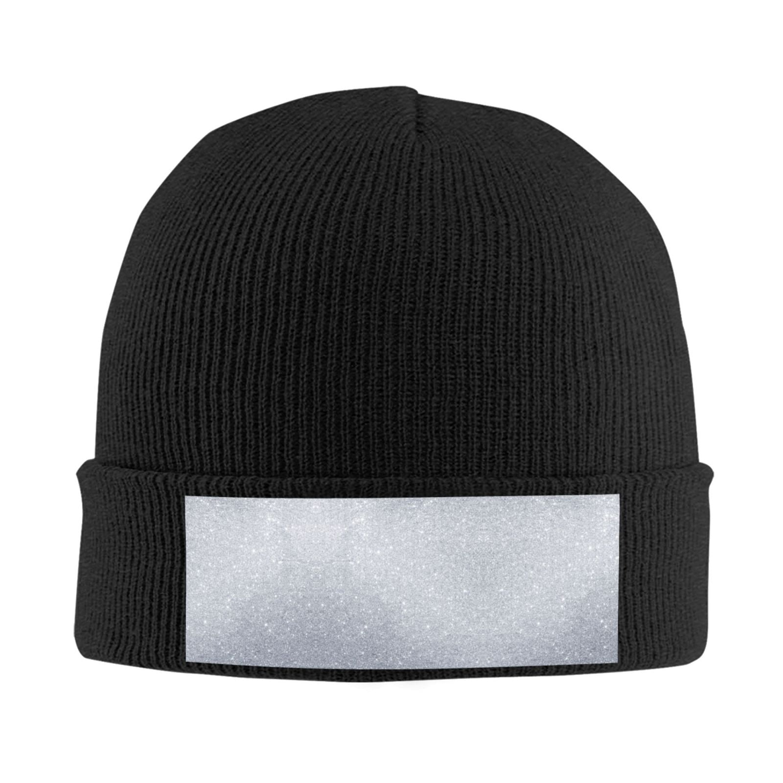 Silver and Black winter hat Junzan Silver Glitter1 Mens Winter Hats Thick Knit Cuff  main image 3