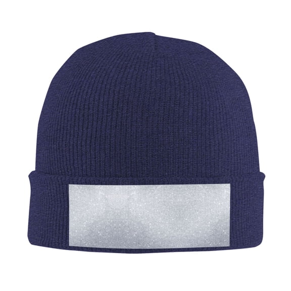 Diamond Silver Pattern Beanie Hat Men Women Warm Printed Cap Knit Beanies Hats Outdoor Winter Navy Blue