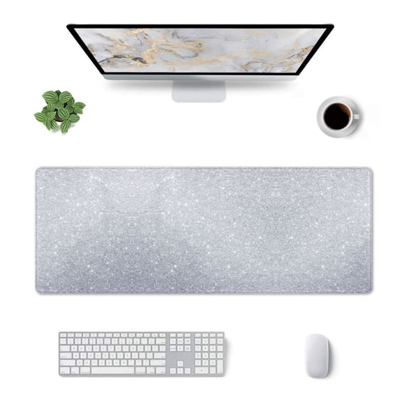 Diamond Silver Pattern Large Non-Slip Rubber Base Mousepad Keyboard Mouse Mat Desk Pad With Stitched Edges 31.5x11.8inch\r\n﻿