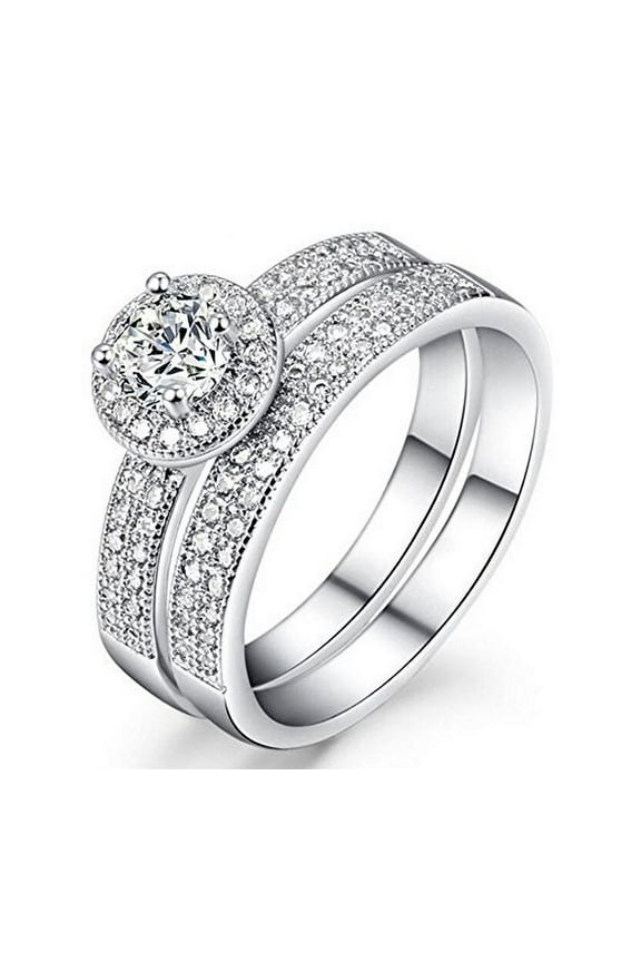 Diamond Simulated Micro Inserted Band Ring Size 5